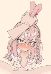 1boy 1girls 2d azalanz blowjob blush bunny bunny_ears bunny_girl fellatio female grabbing_ears kemonomimi light-skinned_female light-skinned_male light_skin male male/female oral phase_connect phase_origins pink_hair pipkin_pippa pov pov_eye_contact rabbit rabbit_ears rabbit_girl rabbit_humanoid straight straight_sex tilt-shift tilt-shift_(azalanz) twin_braids virtual_youtuber vtuber