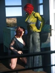 3d alien alien_futanari black_widow_(marvel) bulge futa_on_female futadom futanari gamora guardians_of_the_galaxy guardians_of_the_galaxy_(game) human implied_futanari interspecies marvel muscular_futanari natasha_romanoff salamandraninja