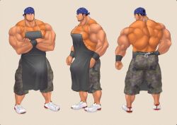 apron ass balls bara beard bulge camouflage clothing crossed_arms facial_hair flaccid fully_clothed headkerchief kuromine_hiraya male male_only muscles muscular penis solo solo_male yuatari