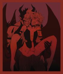 2boys anal anal_sex crimzon_ruze demon demon_horns holostars holostars_english holostars_english_-armis- male male/male male_only mask octavio_(holostars) penis penis_in_ass priest red_background spread_legs virtual_youtuber yaoi