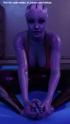 3d feet liara_t'soni mass_effect stretch tank_top vikhlop yoga yoga_mat yoga_pose