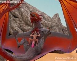 3d 3d_(artwork) ciri desert dragon dragon_rider female_on_top female_penetrated feral_on_female highres huge_cock impaled interspecies orgasm orgasm_face reptile scales the_witcher_(series) valanquarstudios witcher_(character) zoophilia