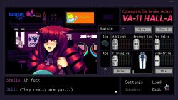 2girls blush cat_ears cyan_hair drill_hair eating_out faceless_character faceless_female long_hair looking_pleasured looking_up mod multiple_girls open_mouth pixel_art red_hair sei_asagiri short_hair spiritofrei stella_hoshii tagme va-11_hall-a