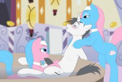 aloe_(mlp) blush cum cutie_mark earth_pony equine fatalfox fellatio female feral friendship_is_magic fur horn horse hot_tub incest lotus_blossom male mane massage my_little_pony oral oral_sex original_character pony sex siblings spa straight threesome twins unicorn