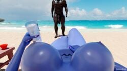 1boy 1girls 3d beach cum dark-skinned_male dark_skin endlessabyss female female_pov glass_of_cum huge_cock imminent_penetration imminent_sex interracial large_breasts lying lying_on_back male muscular_male overwatch overwatch_2 round_breasts self_upload shiny_skin solo_female sunny watermark widowmaker