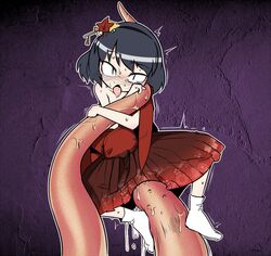 black_hair clothed_sex kanako_yasaka saki_saki socks tentacle touhou