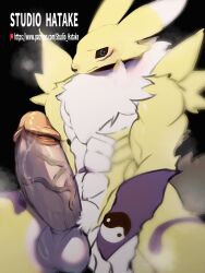 absurd_res anthro bandai_namco big_penis digimon digimon_(species) erection genitals hatake hi_res huge_cock humanoid hyper hyper_genitalia hyper_penis male male/male muscular penis renamon solo thick