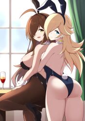 2girls ai_generated big_breasts blonde_hair brown_hair bunny_girl bunnysuit crossover darkstar522 exposed_shoulders exposed_thighs female female_only kono_subarashii_sekai_ni_shukufuku_wo! lingerie mario_(series) nai_diffusion nintendo princess_rosalina stable_diffusion super_mario_galaxy tagme white_skin wine_glass wiz_(konosuba)