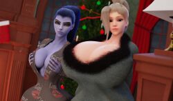 2girls 3d activision amelie_lacroix angela_ziegler ass assassin athletic athletic_female big_ass big_breasts blizzard_entertainment blonde_hair blue-skinned_female blue_body blue_skin bottom_heavy breasts bust busty chest cleavage curvaceous curves curvy curvy_figure digital_media_(artwork) female female_focus fit fit_female french french_female hips hourglass_figure huge_ass human large_ass legs light-skinned_female light_skin lips mature mature_female mercy overwatch overwatch_2 purple-skinned_female purple_body purple_hair purple_skin sampples slim_waist swiss swiss_female thick thick_hips thick_legs thick_thighs thighs top_heavy top_heavy_breasts voluptuous voluptuous_female waist wide_hips widowmaker