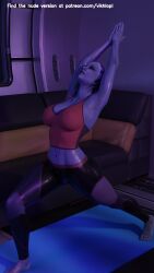 3d liara_t'soni mass_effect stretch tank_top vikhlop yoga yoga_mat yoga_pants yoga_pose