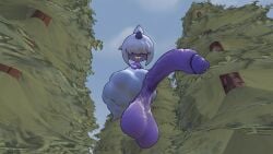 balls big_balls big_penis bodily_fluids dazzi_(pal) fartoohorny genital_fluids genitals hi_res huge_balls huge_cock humanoid humanoid_genitalia leaking leaking_precum looking_at_viewer looking_down male pal_(species) palworld penis precum raijin_daughter saggy_balls skinny small_but_hung smile smiling_at_viewer solo solo_male toony young