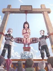 1girls ahe_gao asphyxiation audience being_watched black_socks bondage boruto:_naruto_next_generations breasts crowd crying domination execution female gore half-dressed half_naked hanged humiliated humiliation hyuuga_hinata imminent_death leveen male naked_female naruto ninja noose nude nude_female partially_visible_vulva people_watching pink_panties public public_execution public_exposure public_humiliation rope rope_bondage sex_toy short_hair slave socks spread_legs squatting suspension thigh_socks thighhighs tied_up tongue_out vibrator white_eyes