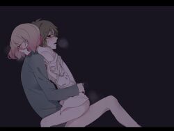 angels_of_death black_background blonde_hair blush breath_cloud catherine_ward clothed_sex daniel_dickens glasses hug no_pants pink_hair riding_penis satsuriku_no_tenshi sweatdrop two_tone_hair