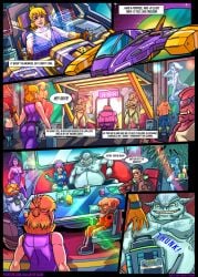 alien alien_humanoid astra_(galaxy_of_scum) big_ass cleavage cleavage_cutout comic_page english_text galaxy_of_scum page_4 patreon sci-fi science_fiction serving_platter serving_tray skyfantasystudios spaceship spacesuit webcomic