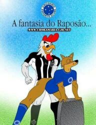 atletico_mg bird bird_humanoid bizarre brazil chicken cruzeiro football football_uniform fox fox_humanoid furry gay male_chicken mascot portuguese_text soccer soccer_uniform yaoi