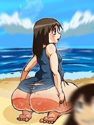 azumanga_daiou bottom_heavy female_only holding_ass huge_ass large_ass musky musky_butt osaka_ayumu_kasuga sitting small_breasts sweat sweatdrop sweating sweaty_butt wiirart