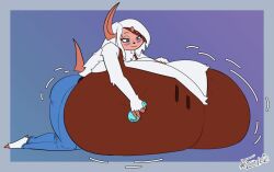 absol big_breasts breast_expansion breasts eveieomelet huge_breasts pokémon_(species) pokemon pokemon_(species) rilao_(pandarilao) thick_thighs wide_hips