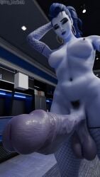 3d big_balls big_penis closed_eyes closeup futa_only futanari nyl_widowmaker overwatch overwatch_2 penis smirk smirking sug_madic3d taker_pov veiny_penis veiny_testicles widowmaker