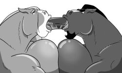 2boys anthro big_chest big_pecs deepthroat dildo double_sided_dildo furrypickles gay horse huge_chest huge_pecs male/male male_only pectoral_docking pressing_breasts_together pressing_pecs_together saliva tongue_out two_bottoms