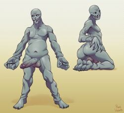 1boy absurd_res ass balls butt duo erection feet gay genitals hi_res humanoid inviting inviting_to_sex male male_only monster non-human nude penis presenting purplevelbeth regenerator_(resident_evil) soles solo solo_focus