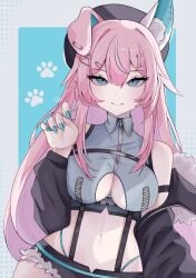 blue_eyes dog_ears dog_girl dog_tail female pink_hair virtual_youtuber vyugen yuniiho_(character)