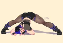 1girls ahe_gao artist_request ass ass_focus ass_up big_ass big_breasts black_and_purple_hair female female_only jack-o_pose meme namco reina_mishima tekken tekken_8 tomboy