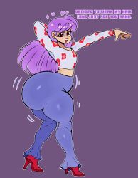 1girls 2024 absurd_res ass bellbottoms big_ass bottom_heavy bubble_butt capcom darkstalkers dumptruck_ass english english_text female female_focus heels hips huge_ass huge_thighs large_ass lemonadepikachu lilith_aensland long_hair looking_at_viewer looking_back purple_hair red_eyes solo solo_female solo_focus succubus talking_to_viewer text thick_thighs thighs wide_hips