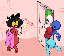 behind_door curvy curvy_male cute door embarrassed fan_character femboy gaelo_(geiimp) geiimp girly helluva_boss hiding hiding_penis imp nervous oc original_character peeping scared shortstack shortstack_femboy surprised surprised_expression thick thick_thighs towel wide_hips you