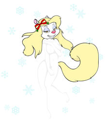 animaniacs anthro breasts corn_monkey covering covering_self female furry furry_only minerva_mink mink mustelid nude snow