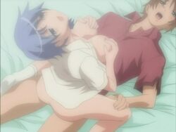 animated aqua_eyes ass bed bedroom blue_hair blush breast_grab breasts clothing discode izumi_kyouka moaning open_clothes open_shirt riding schoolgirl sex shirt short_hair straddle thigh thigh_grab thighs uncensored