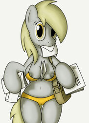 1girls amber_eyes anthro bag between_breasts breasts derpy_hooves equine friendship_is_magic grey_nipples letter looking_at_viewer mail mouth_hold my_little_pony nipples object_between_breasts panties pegasus skimpy tg-0 underwear unknown_artist wings