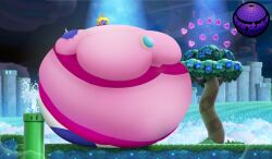 big_breasts blueberry_inflation breasts burstoid huge_breasts mario_(series) princess_peach sunken_limbs super_mario_bros._wonder thick_thighs wide_hips