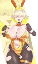 1female 1girls absurdres aestheticc-meme big_breasts blonde_hair breasts bunny_ears bunny_girl elegg_(nikke) female goddess_of_victory:_nikke light-skinned_female navel short_hair