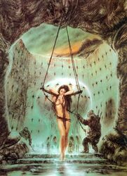 ape bondage bottomless captured female luis_royo nude prisoner tied_up topless