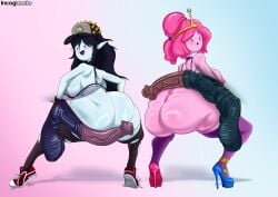 2girls adventure_time animal areolae ass ass_ripple balls big_ass big_balls big_breasts big_butt big_penis black_hair blue_body blue_skin blush breasts disembodied_penis fat_ass female female_focus horse_penis horsecock imminent_sex incogneato large_ass large_breasts large_penis looking_back marceline marceline_abadeer nipples penis pink_body pink_hair pink_nipples pink_skin princess_bubblegum pussy_juice pussy_juice_drip sagging_breasts thick_ass thighhighs thighs vampire vampire_girl