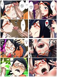 age_difference before_and_after black_hair blowjob blush boruto:_naruto_next_generations cum_in_mouth cum_inside glasses naruto sarada_uchiha sucking sunahara_wataru tagme tongue tongue_out uzumaki_naruto