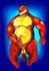 angus_long anthro anthropromorphic big_(disambiguation) bodily_fluids cum cumshot dragon eastern ejaculation genital_fluids hi_res invalid_tag male male_focus masturbation musclegut overweight pecs pleasuremoan reptile scalie slightly_chubby solo