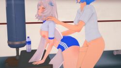 1boy 1girls 3d 3d_animation animated ass blonde_hair blue_hair bouncing_ass breasts breasts_out enna_alouette gym gym_shorts gym_uniform koikatsu kyo_kaneko nijisanji nijisanji_en nipples no_sound partially_clothed penetration penis sex sex_from_behind shoulder_grab stomach_bulge straight tagme thatvincent vaginal_penetration video virtual_youtuber vtuber waist_grab yellow_eyes