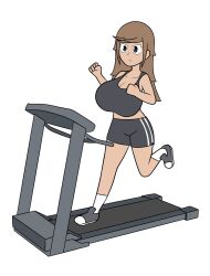 1girls big_breasts black_short_shorts black_sports_bra breasts brown_hair exercise female female_only grey_sneakers long_hair mrwings running sara_(mrwings) sara_moren short_shorts shorts sneakers socks socks_and_shoes solo sports_bra tagme tanktop training treadmill