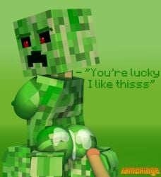 1boy 1girls 3d big_ass breasts creeper_(minecraft) cum_on_ass cumshot erect_nipples erect_penis female green_body humanoid_penis iamcringe looking_back male mine-imator minecraft monster monster_girl outside random_guy red_eyes tagme wet_pussy