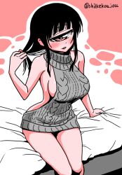 cyclops cyclops_girl fully_clothed hitomi_sensei_no_hokenshitsu huge_breasts manaka_hitomi shake-o sideboob sweater_dress tagme