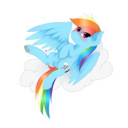 blue_body blue_feathers blue_fur cloud cutie_mark equid equine feathered_wings feathers friendship_is_magic fur hair hasbro horse kathepart mammal multicolored_hair multicolored_tail my_little_pony pegasus pink_eyes pony rainbow_dash_(mlp) rainbow_hair rainbow_tail tail wings