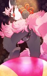 2025 absurd_res arms_tied ball_gag blush blush_lines bodily_fluids bound circus crownedvictory drooling erection gag genital_fluids hi_res leaking_precum looking_at_viewer looking_back looking_down low-angle_view male nintendo pokemon pokemon_(species) precum saliva submissive_male tagme ugly