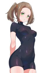 bodysuit brown_hair female green_eyes shania_(xenoblade) skintight twintails xenoblade_(series) xenoblade_chronicles_3