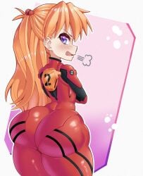 1girls angry_face ass asuka_langley_sohryu big_ass blue_eyes bubble_butt curvy_figure duke_wintermaul female female_focus female_only huge_ass long_orange_hair looking_at_viewer neon_genesis_evangelion orange_hair plugsuit shortstack thick_thighs thighs young young_savage