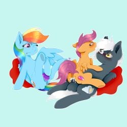 blue_body blue_fur cub equid equine feathered_wings female friendship_is_magic fur furry hasbro horse kathepart male mammal masturbation my_little_pony orange_body orange_fur pegasus pony purple_hair rainbow_dash_(mlp) rainbow_hair scootaloo_(mlp) wings young