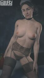 3d alan_wake blonde_hair breasts dead_by_daylight half_naked lingerie rose_marigold short_hair smirk smirking_at_viewer solo_female