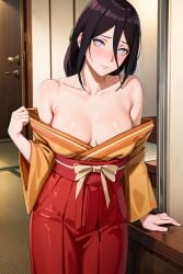 1girls ai_generated arms_at_sides artist_name bare_chest bare_legs bare_shoulders bare_thighs belt big_breasts bijin_hahaoya blush boruto:_naruto_next_generations breasts brown_hair busty clothed_female clothing curvaceous female female_only front_view huge_breasts hyuuga_hanabi kimono legs_together long_hair looking_at_viewer low-tied_long_hair low_ponytail miniskirt nai_diffusion naruto naruto_(series) no_bra no_bra_under_clothes nose_blush obi open_clothes open_kimono oppai pink_lips pinup plain_background pupilless_eyes revealing_clothes ribbon sash simple_background skimpy skimpy_clothes skindentation skirt smooth_skin solo solo_focus stable_diffusion standing text thick_thighs thighs upper_body very_long_hair violet_eyes voluptuous watermark white_background wide_hips wide_sleeves yukata