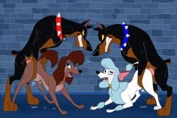 ai_generated balls blue_collar canid canine canine_penis desoto_(disney) desoto_(oliver_and_company) disney doberman dobermann doggy_style feral feral_on_feral forced genital_fluids genitals georgette_(oliver_and_company) group novelai oliver_and_company poodle precum rape rita_(oliver_and_company) roscoe_(disney) roscoe_(oliver_and_company) saluki suprised tail vaginal_penetration