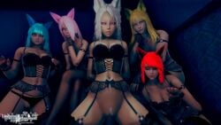 3d 5girls animal_ears animal_humanoid animated black_bra black_gloves black_legwear black_lingerie black_panties black_stockings black_underwear blonde_female blonde_hair blonde_hair blonde_hair_female blue_eyes blue_hair blue_hair_female blue_lips blue_lipstick bra cowgirl_position eye_contact eyeliner eyeshadow face_markings female_on_top fox_ears fox_girl fox_humanoid foxgirl fucking gloves green_eyes group kuuri legs lingerie looking_at_viewer male/female multiple_females multiple_girls neekumari on_top panties penetration penis_in_pussy penis_in_vagina pink_eyes pink_hair pink_hair_female pink_lips pink_lipstick pov pov_eye_contact pov_male red_eyes red_hair red_hair red_hair_female red_lips red_lipstick riaykura riaykuras_playground self_upload sex sound stockings tagme tattoo ultravii_quin_alvana underwear underwear_only video white_hair white_hair_female xayari